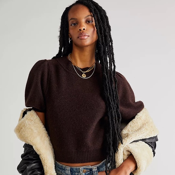 NWOT Free People Staycation Cashmere Pullover XS Coffee Grounds Z439 - Picture 1 of 3